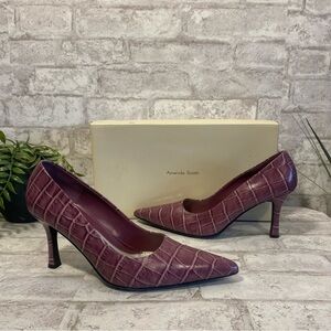 Amanda Smith Purple Crocodile Print Pointed Toed Heels‎ Women’s 7M